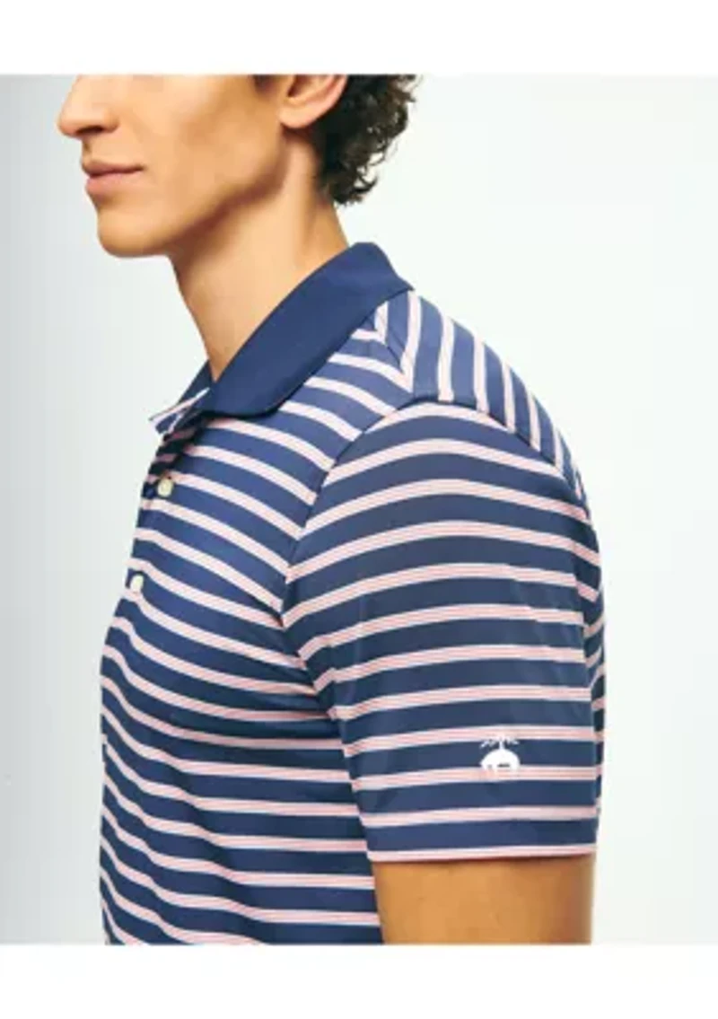 Men's Golf Performance Stripe Jersey Polo Shirt