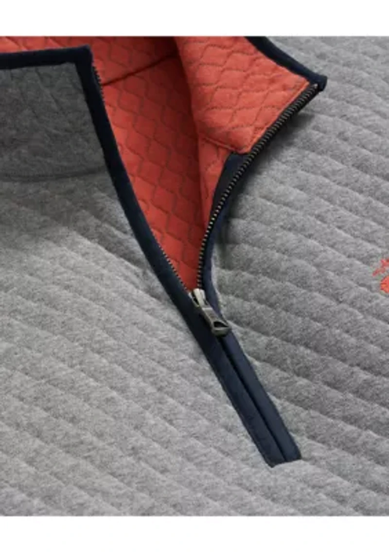 Diamond-Quilted Half-Zip Cotton Blend