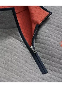 Diamond-Quilted Half-Zip Cotton Blend