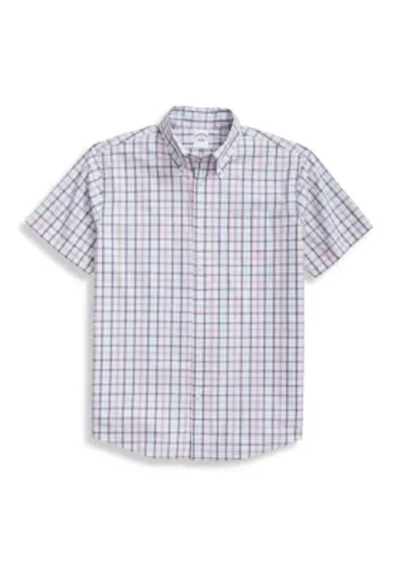 Men's Short Sleeve Plaid Button Down Shirt