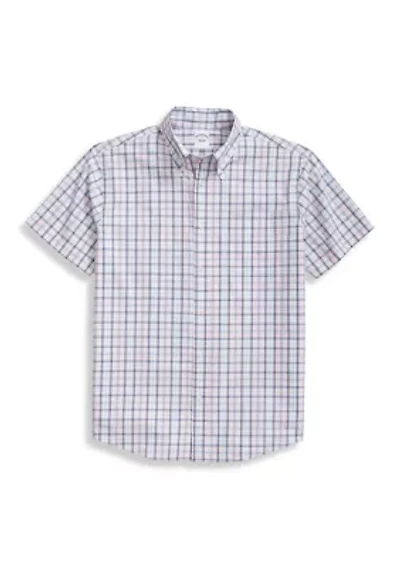 Men's Short Sleeve Plaid Button Down Shirt