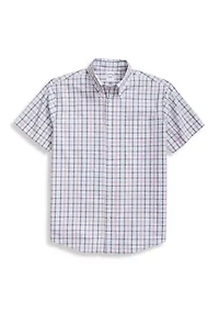 Men's Short Sleeve Plaid Button Down Shirt