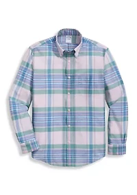 Men's Long Sleeve Plaid Button Down Shirt
