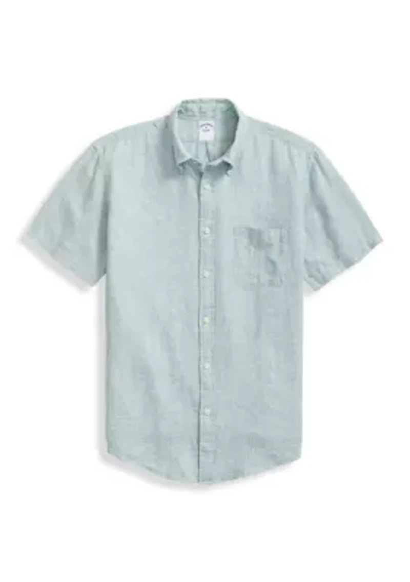 Men's Short Sleeve Linen Button Down Shirt