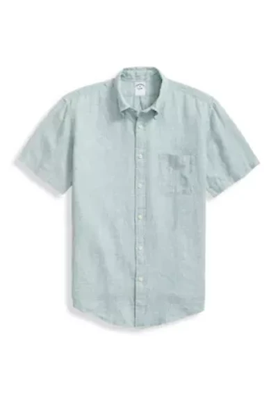 Men's Short Sleeve Linen Button Down Shirt