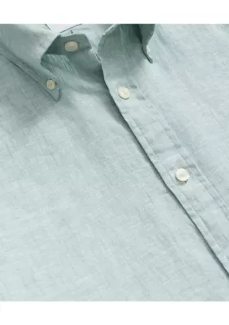 Men's Short Sleeve Linen Button Down Shirt