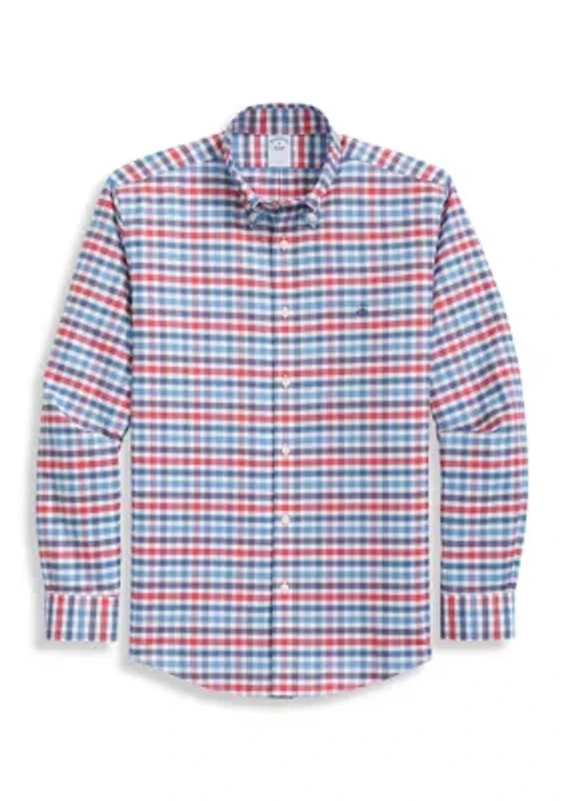Men's Check Print Button Down Shirt