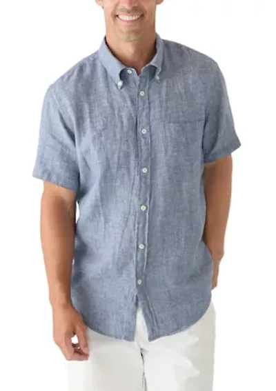 Men's Short Sleeve Linen Button-Down Shirt
