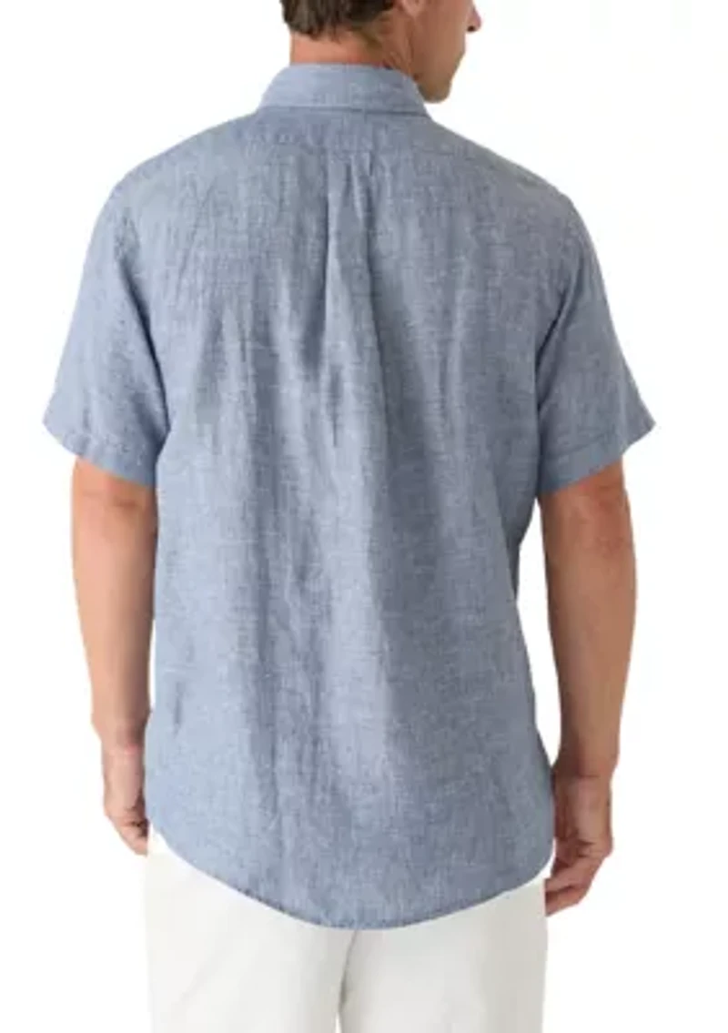 Men's Short Sleeve Linen Button-Down Shirt