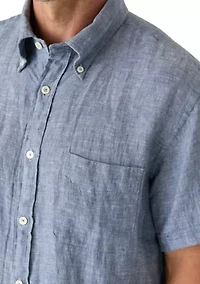 Men's Short Sleeve Linen Button-Down Shirt