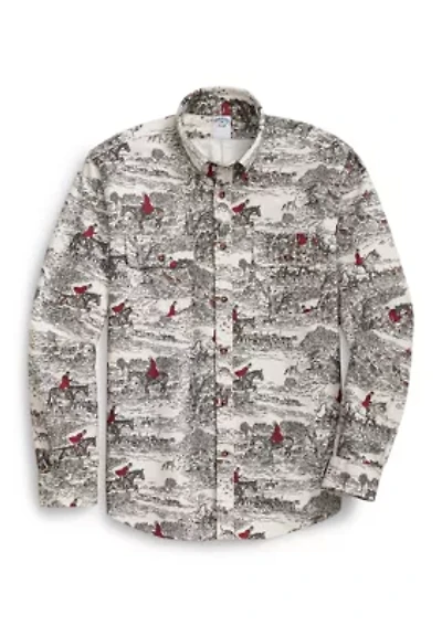 Cotton Flannel Archive Equestrian Print Sport Shirt