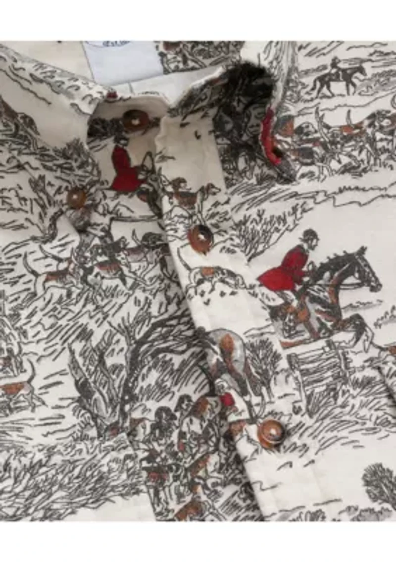 Cotton Flannel Archive Equestrian Print Sport Shirt