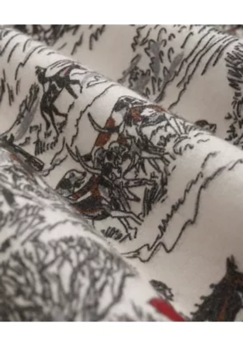 Cotton Flannel Archive Equestrian Print Sport Shirt