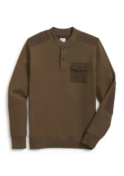 Men's Cotton-Wool Blend Waffle Knit Henley Shirt