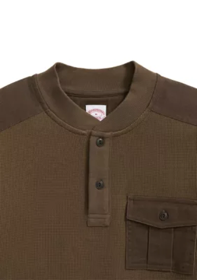 Men's Cotton-Wool Blend Waffle Knit Henley Shirt