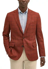 Women's Classic Fit Wool-Cashmere Tweed Windowpane 1818 Sport Coat