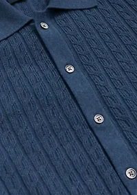 Men's Cotton Cable Knit Short Sleeve Polo Sweater