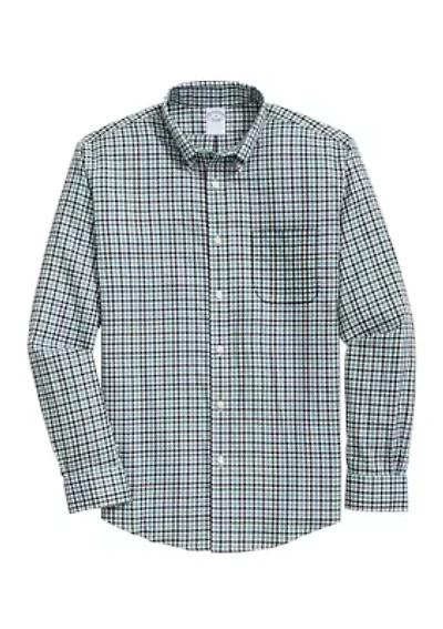 Stretch Supima Cotton Non-Iron Twill Polo Button Down, Check Sport Shirt