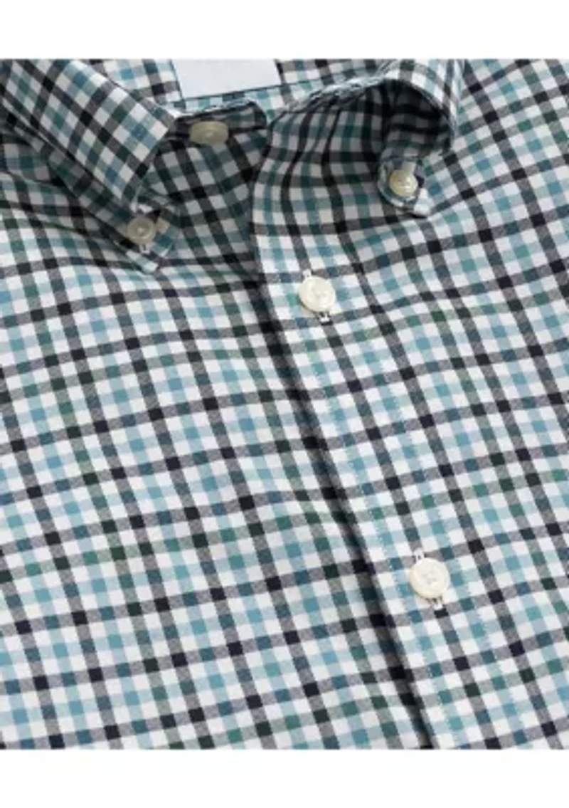 Stretch Supima Cotton Non-Iron Twill Polo Button Down, Check Sport Shirt