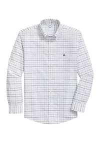 Men's Windowpane Oxford Polo Button Down Shirt