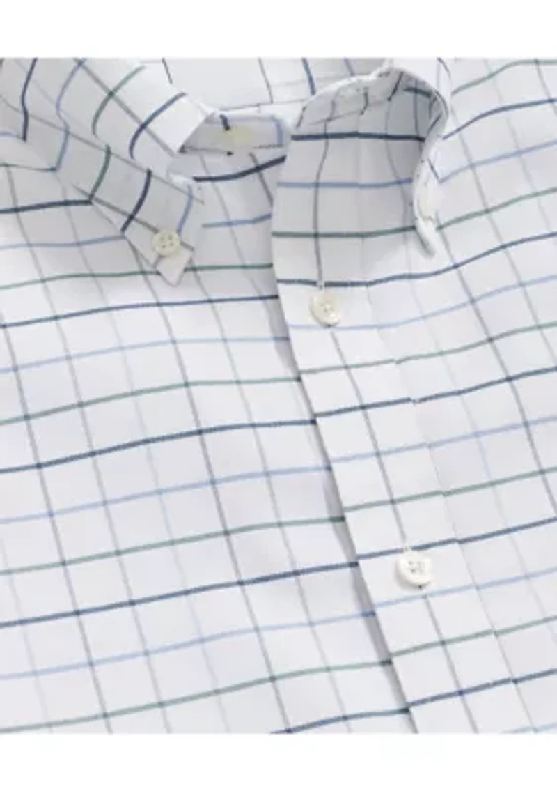 Men's Windowpane Oxford Polo Button Down Shirt