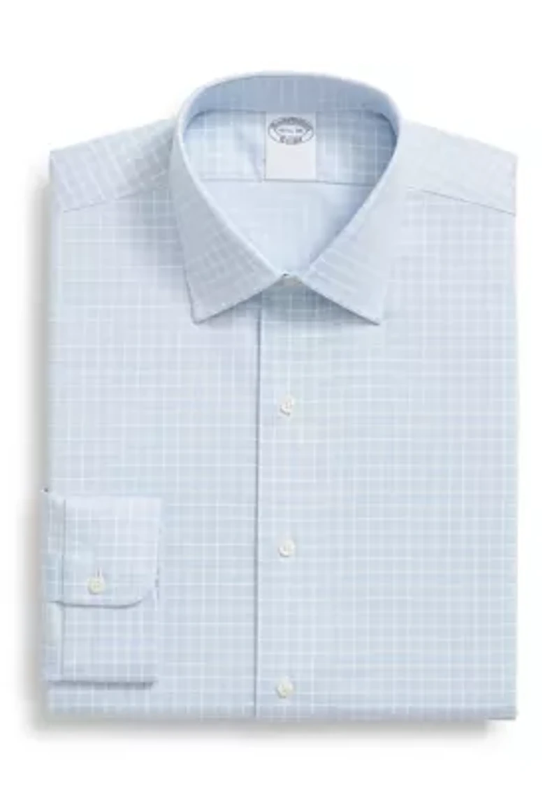 Men's Stretch Supima Non-Iron Textured Dobby Ainsley Collar Check Dress Shirt
