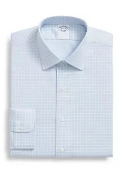 Men's Stretch Supima Non-Iron Textured Dobby Ainsley Collar Check Dress Shirt