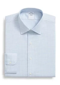 Men's Stretch Supima Non-Iron Textured Dobby Ainsley Collar Check Dress Shirt