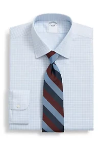 Men's Stretch Supima Non-Iron Textured Dobby Ainsley Collar Check Dress Shirt
