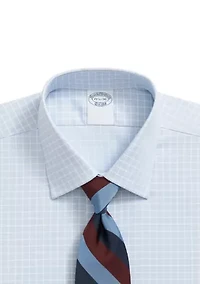 Men's Stretch Supima Non-Iron Textured Dobby Ainsley Collar Check Dress Shirt