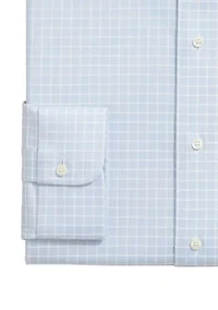 Men's Stretch Supima Non-Iron Textured Dobby Ainsley Collar Check Dress Shirt