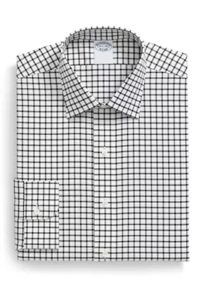 Men's Stretch Supima Twill Ainsley Collar Windowpane Dress Shirt