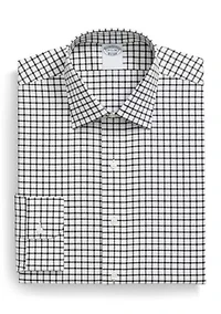 Men's Stretch Supima Twill Ainsley Collar Windowpane Dress Shirt
