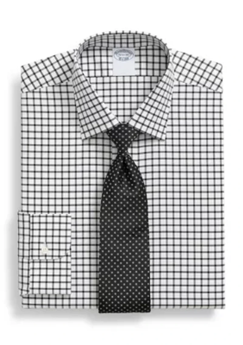 Men's Stretch Supima Twill Ainsley Collar Windowpane Dress Shirt
