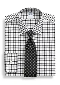 Men's Stretch Supima Twill Ainsley Collar Windowpane Dress Shirt