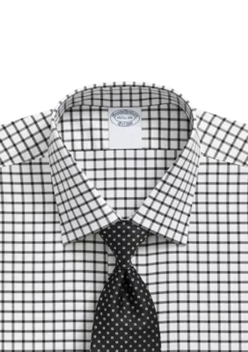 Men's Stretch Supima Twill Ainsley Collar Windowpane Dress Shirt