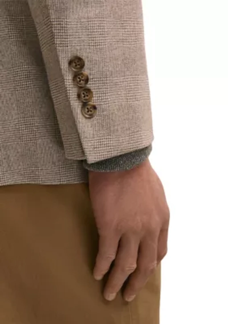 Men's Check Knit Plaid Blazer