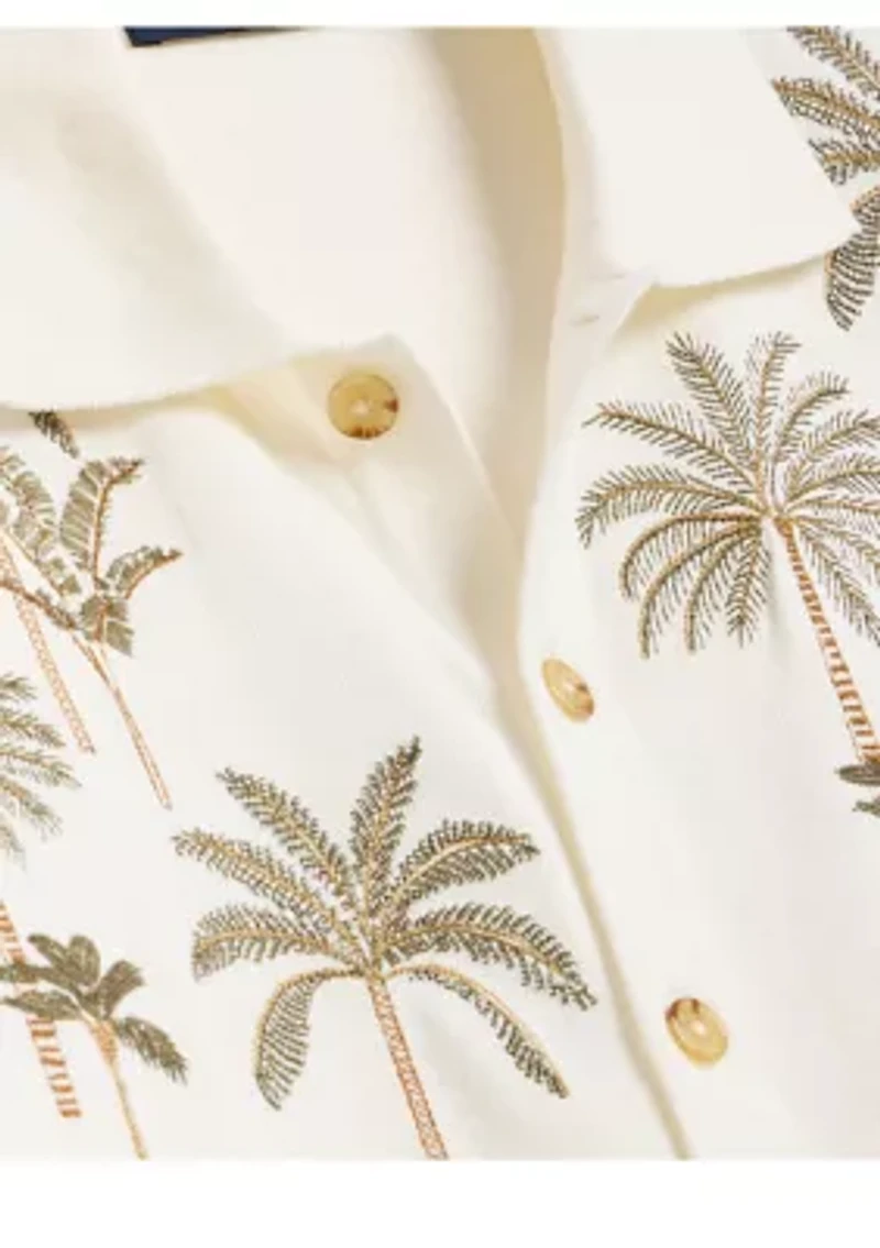 Men's Embroidered Palm Tree Polo Cardigan