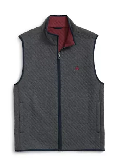 Cotton-Blend Diamond-Quilted Full-Zip Vest