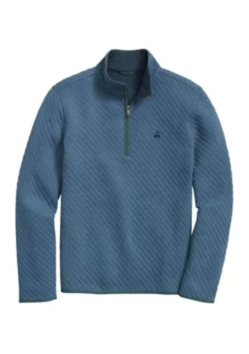 Diamond-Quilted Half-Zip Cotton Blend