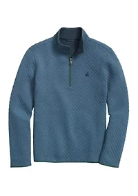Diamond-Quilted Half-Zip Cotton Blend