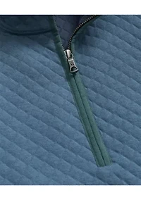 Diamond-Quilted Half-Zip Cotton Blend