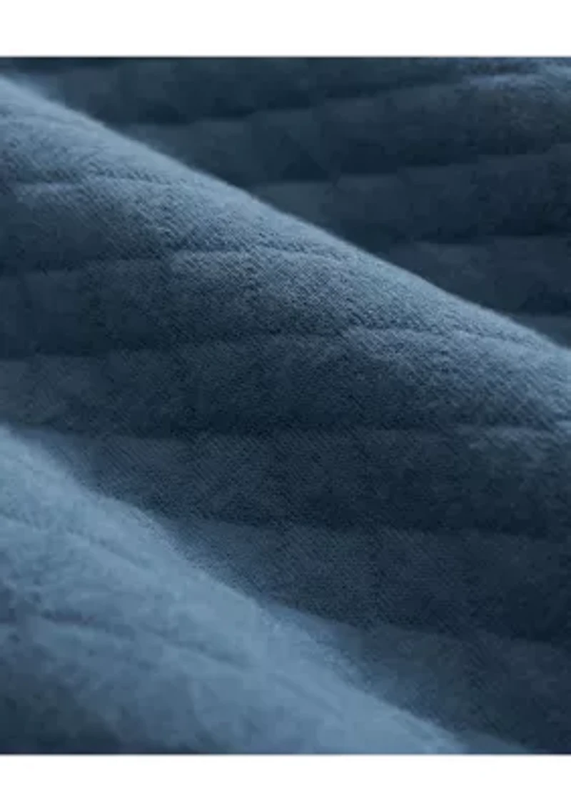 Diamond-Quilted Half-Zip Cotton Blend