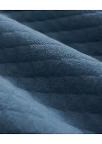 Diamond-Quilted Half-Zip Cotton Blend