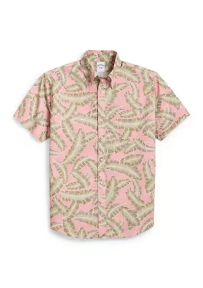 Men's Poplin Palm Tree Print Shirt
