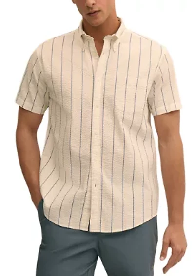 Men's Short Sleeve Seersucker Striped Shirt