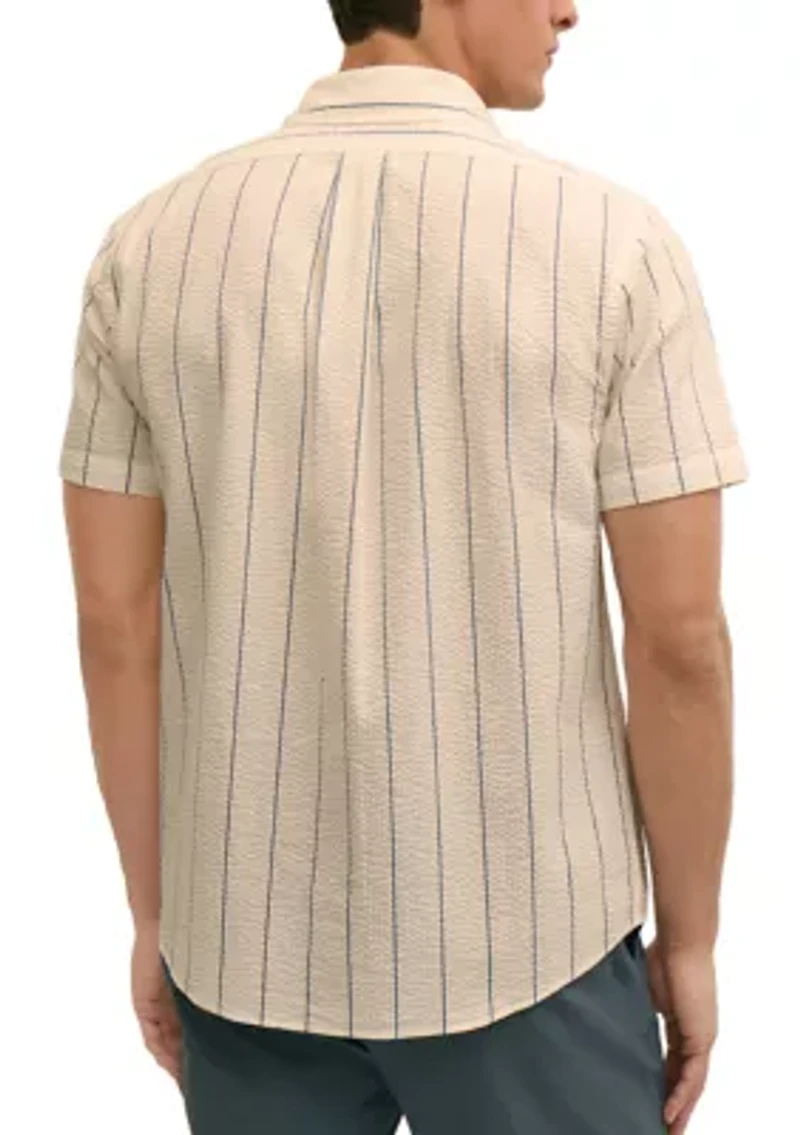 Men's Short Sleeve Seersucker Striped Shirt