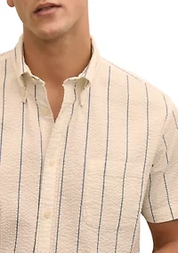 Men's Short Sleeve Seersucker Striped Shirt