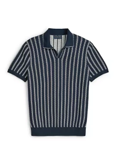 Men's Vertical Striped Johnny Collar Sweater