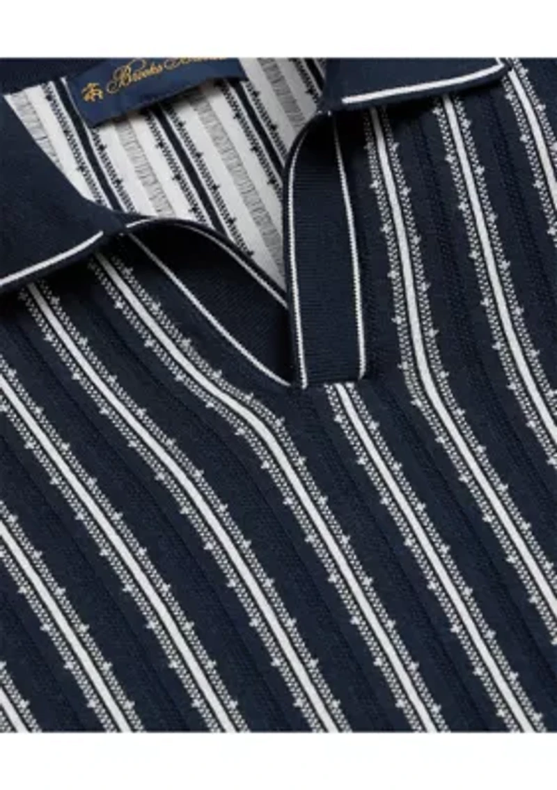 Men's Vertical Striped Johnny Collar Sweater